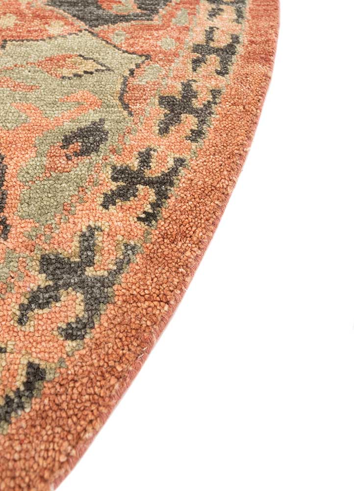 savana red and orange wool Hand Knotted Rug - Corner