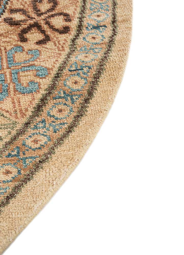 savana beige and brown wool Hand Knotted Rug - Corner