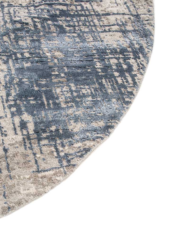 uvenuti grey and black wool and bamboo silk Hand Knotted Rug - Corner