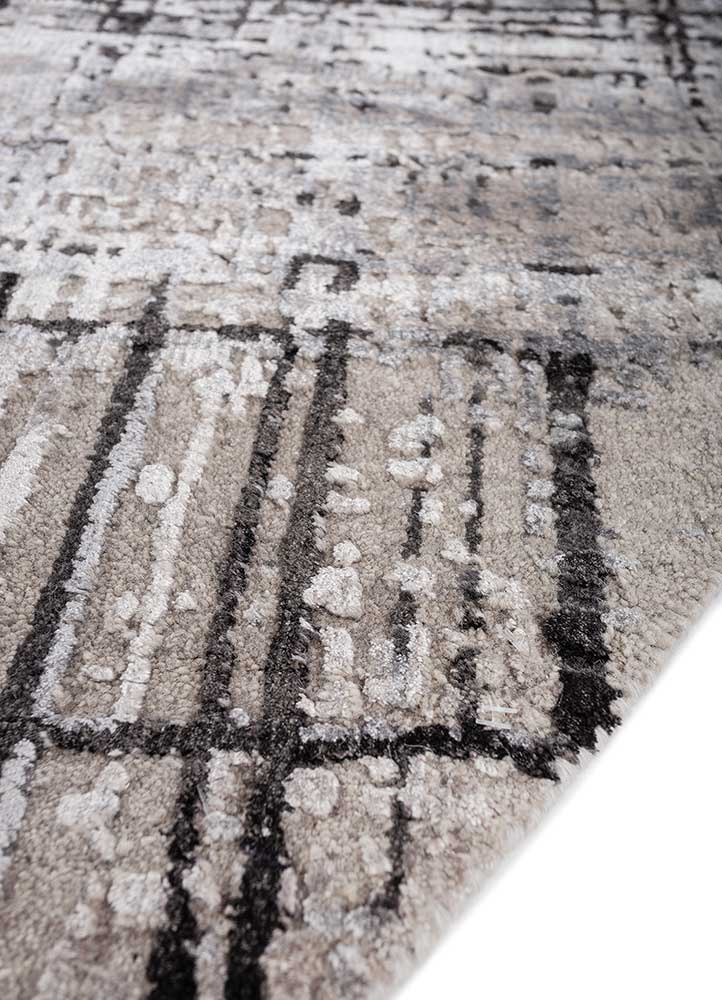 uvenuti grey and black wool and bamboo silk Hand Knotted Rug - Corner