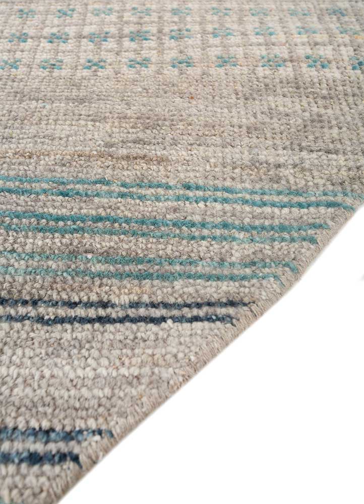 bylthe blue afghan wool Hand Knotted Rug - Corner