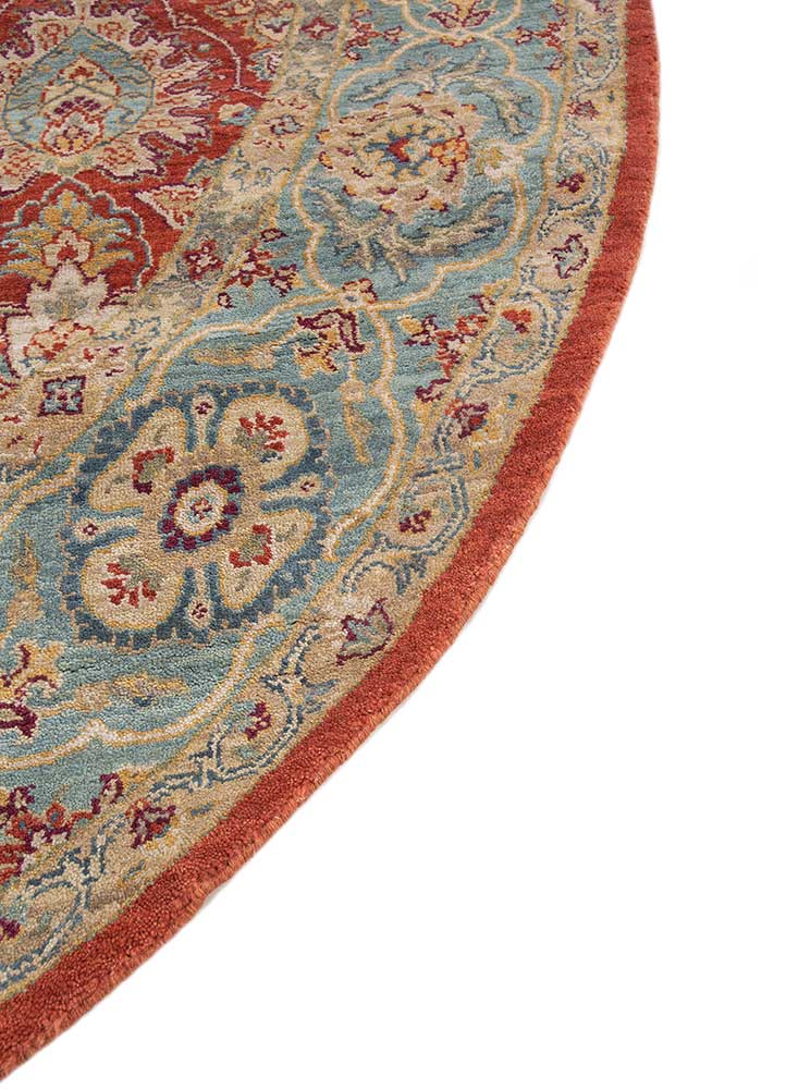 gulnar red and orange wool Hand Knotted Rug - Corner