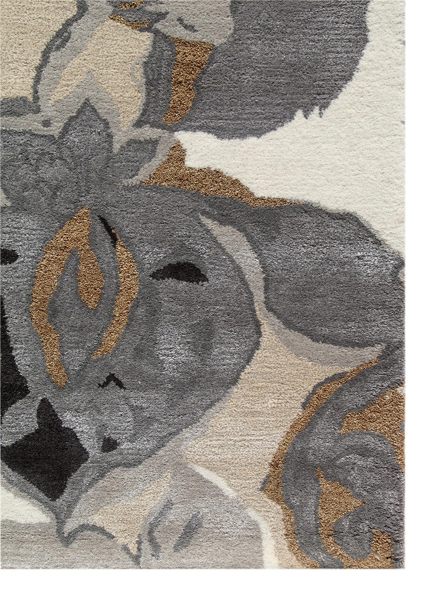 hacienda beige and brown wool and viscose Hand Tufted Rug - Corner