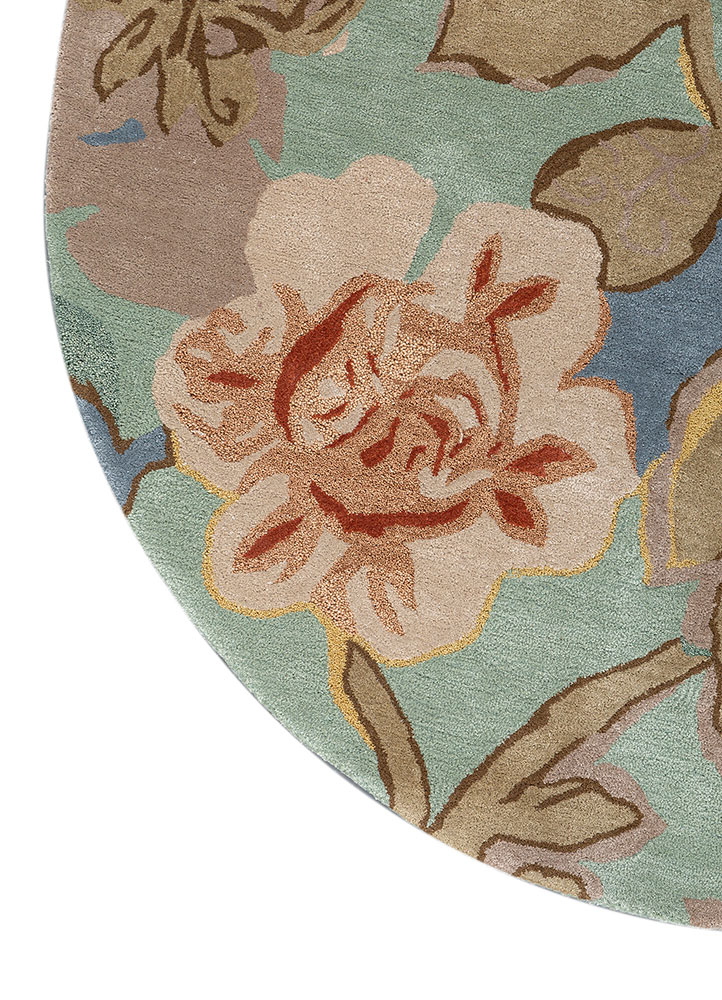 hacienda blue wool and viscose Hand Tufted Rug - Corner
