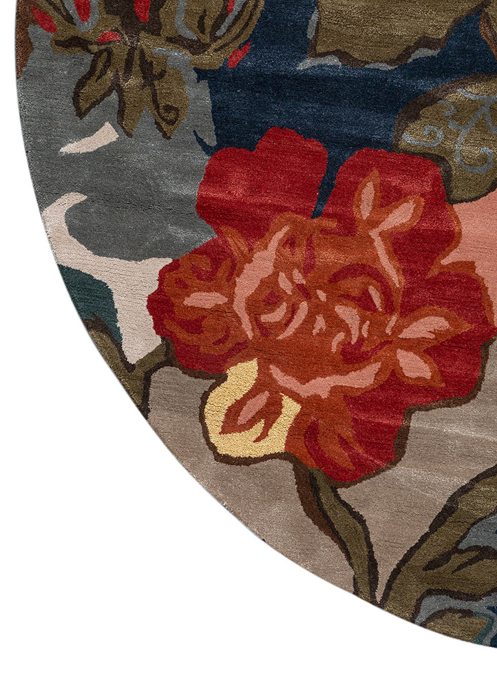 hacienda blue wool and viscose Hand Tufted Rug - Corner