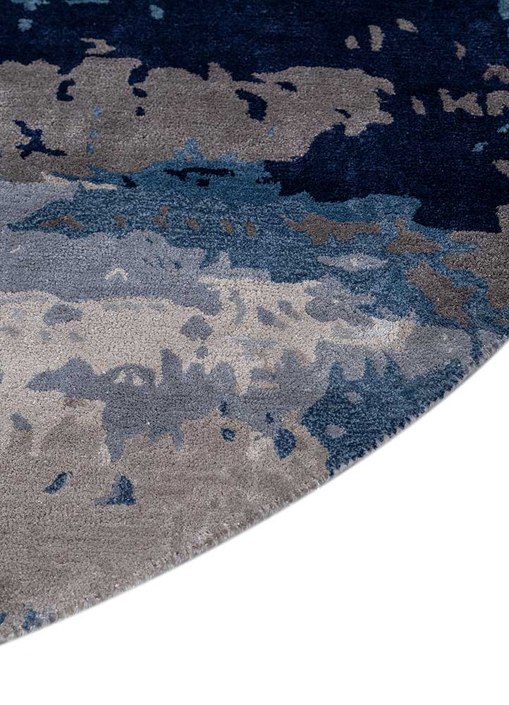 genesis blue wool and viscose Hand Tufted Rug - Corner