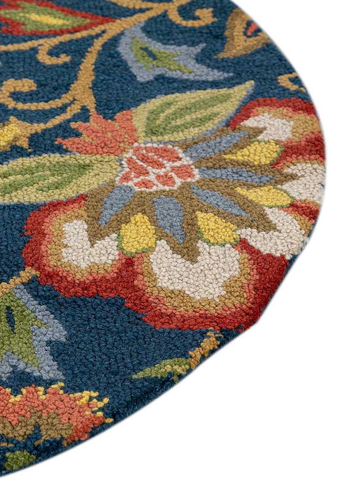 hacienda blue wool Hand Tufted Rug - Corner