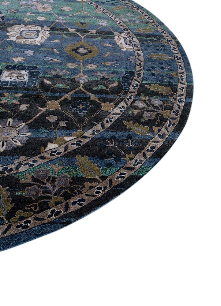 kasbah blue wool and viscose Hand Tufted Rug - Corner
