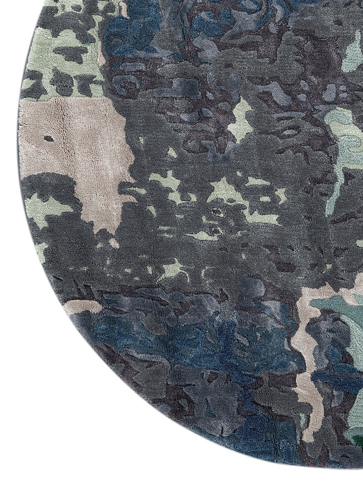 genesis blue wool and viscose Hand Tufted Rug - Corner