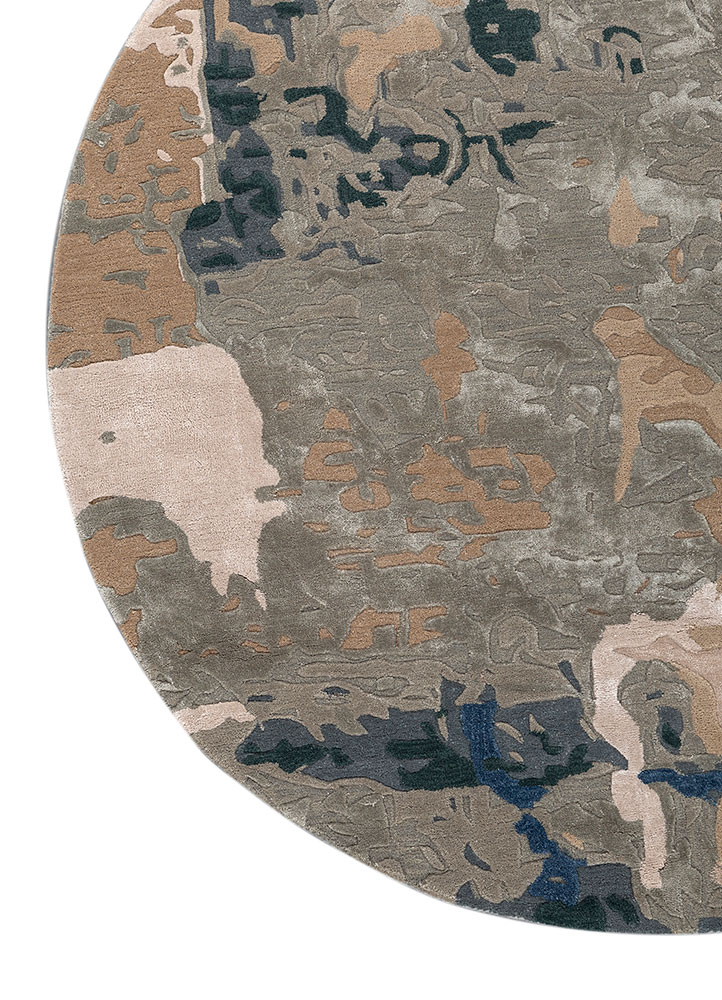 genesis blue wool and viscose Hand Tufted Rug - Corner