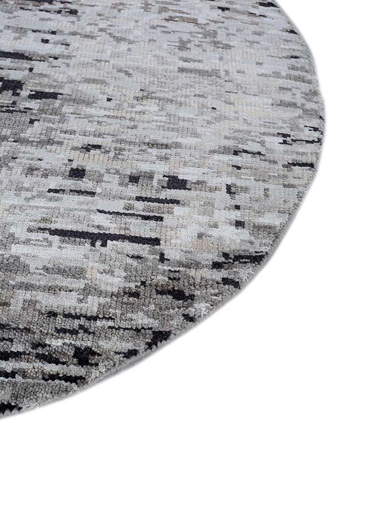 clan grey and black wool and bamboo silk Hand Knotted Rug - Corner