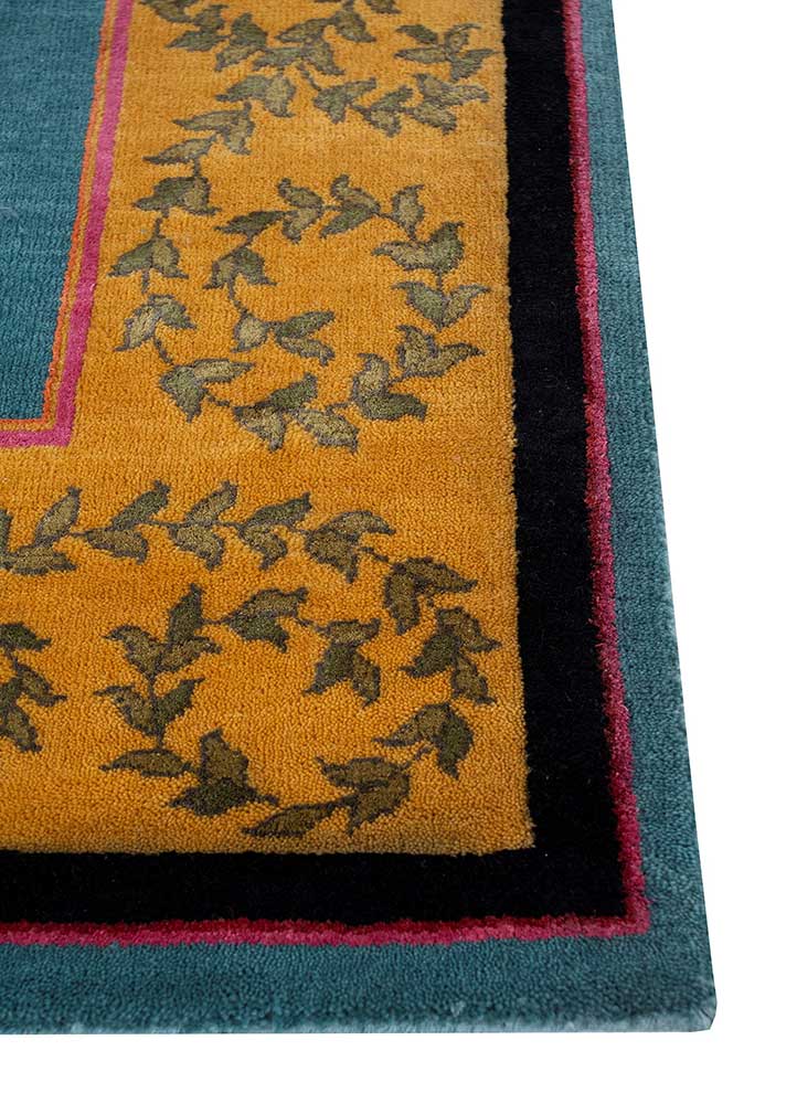 majnun blue wool and silk Hand Knotted Rug - Corner