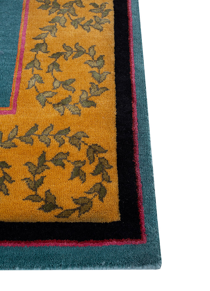 majnun blue wool and silk Hand Knotted Rug - Corner