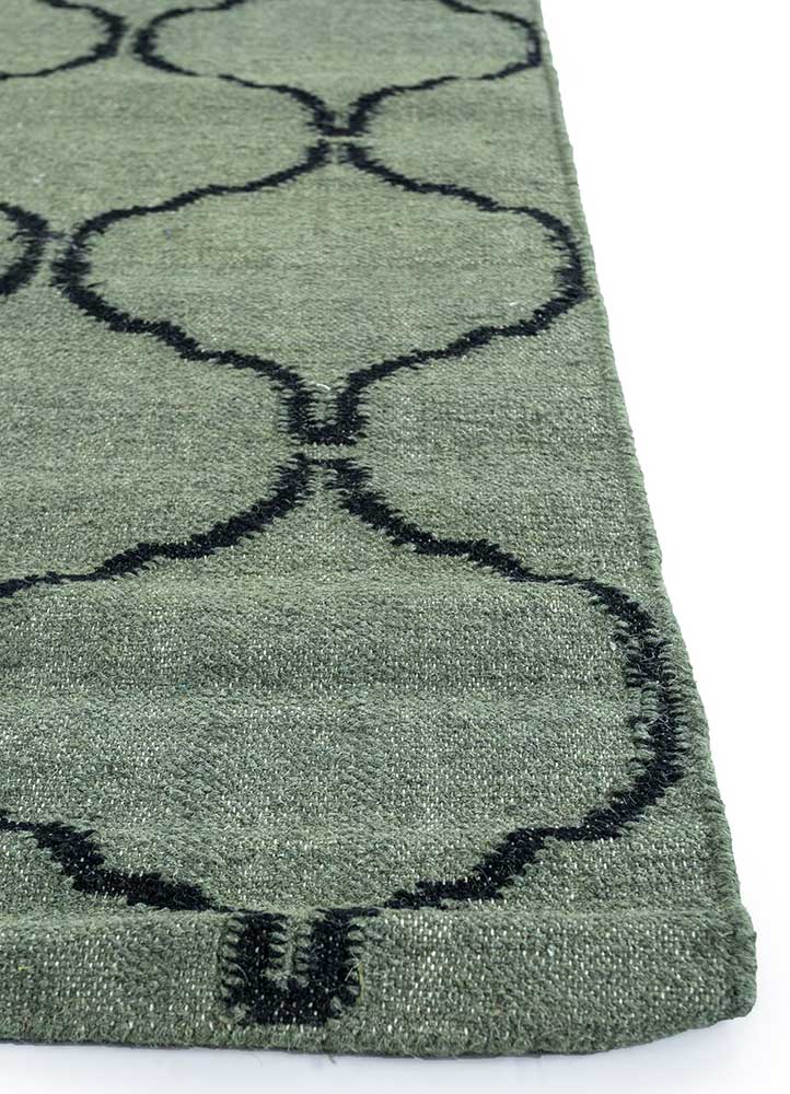 indusbar green wool Flat Weaves Rug - Corner