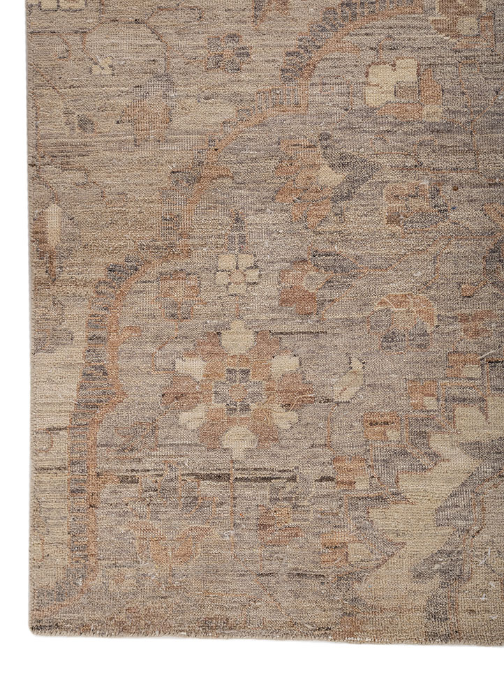 someplace in time ivory wool Hand Knotted Rug - Corner
