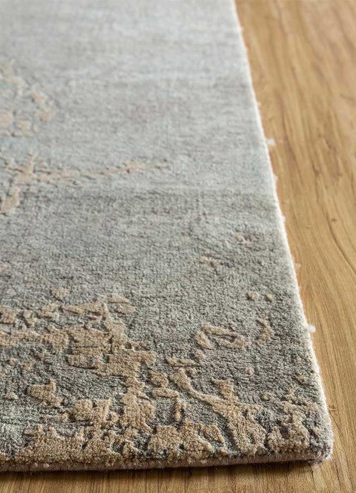 chaos theory by kavi beige and brown wool Hand Knotted Rug - Corner