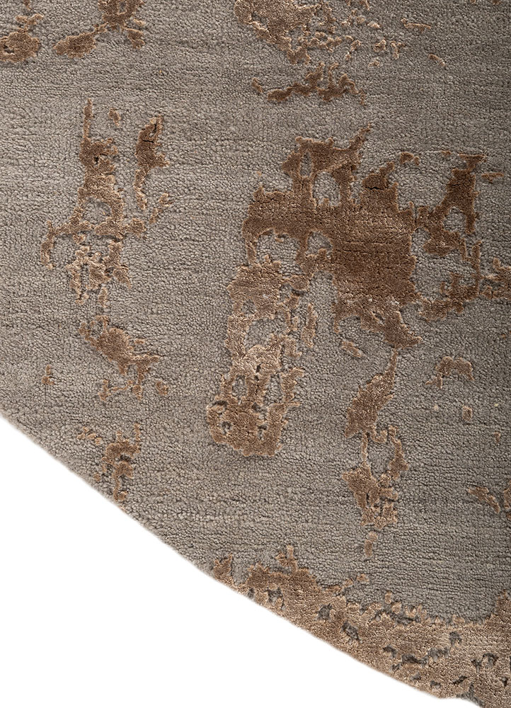 project error by kavi grey and black wool and bamboo silk Hand Knotted Rug - Corner