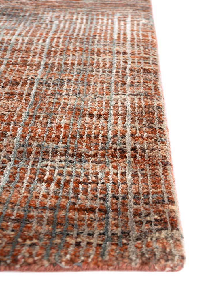 chaos theory by kavi beige and brown wool and bamboo silk Hand Knotted Rug - Corner