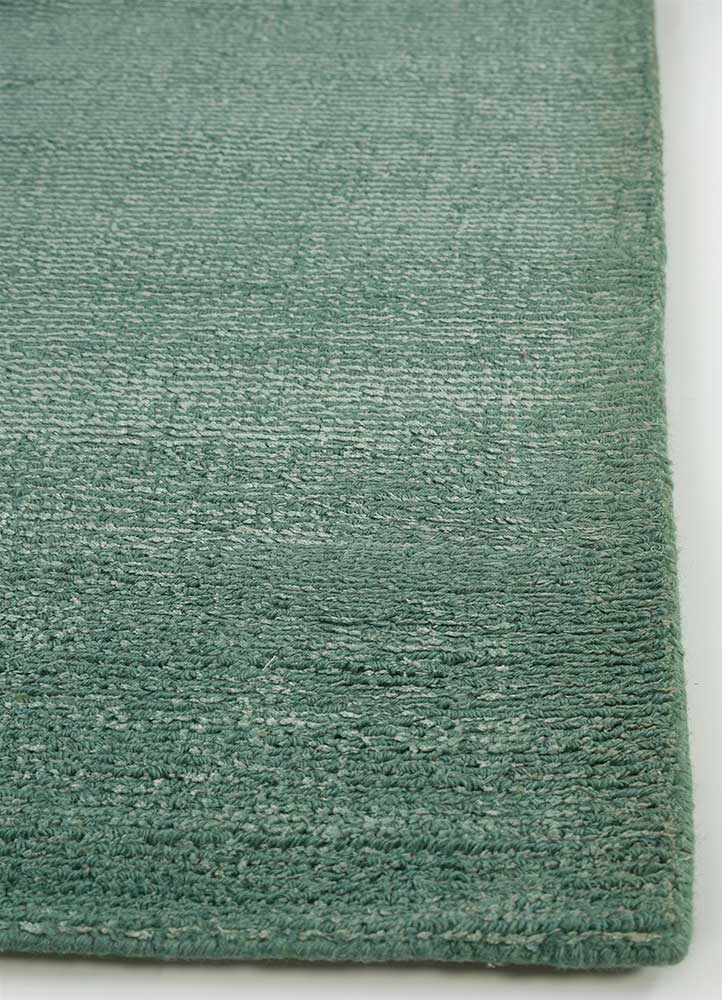 basis blue wool and viscose Hand Loom Rug - Corner