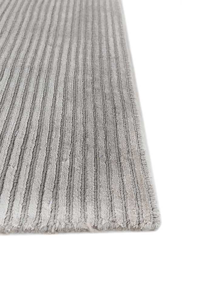 acar ivory wool and bamboo silk Hand Loom Rug - Corner