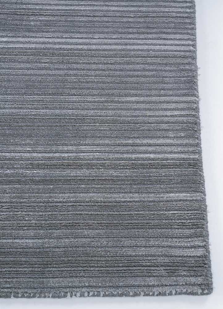 basis grey and black wool and viscose Hand Loom Rug - Corner