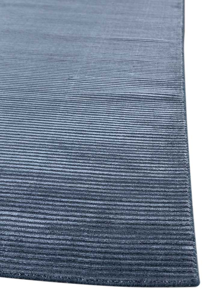 basis blue wool and viscose Hand Loom Rug - Corner