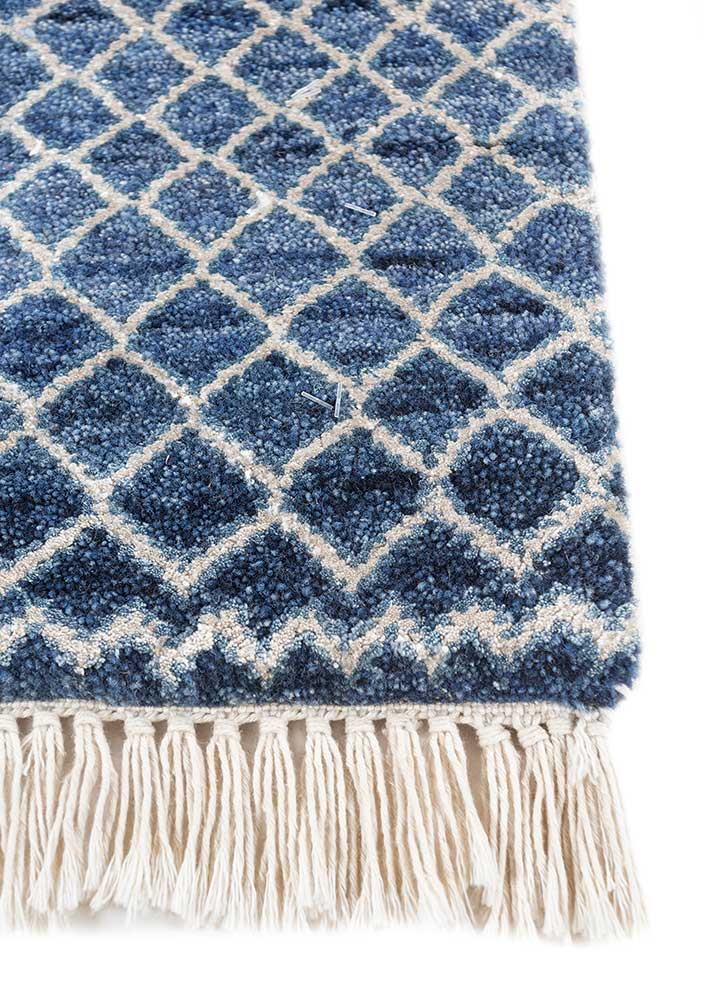 manchaha blue wool and bamboo silk Hand Knotted Rug - Corner