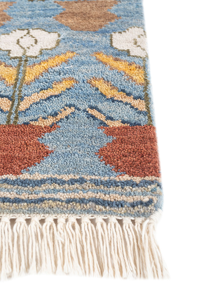 manchaha beige and brown wool and bamboo silk Hand Knotted Rug - Corner