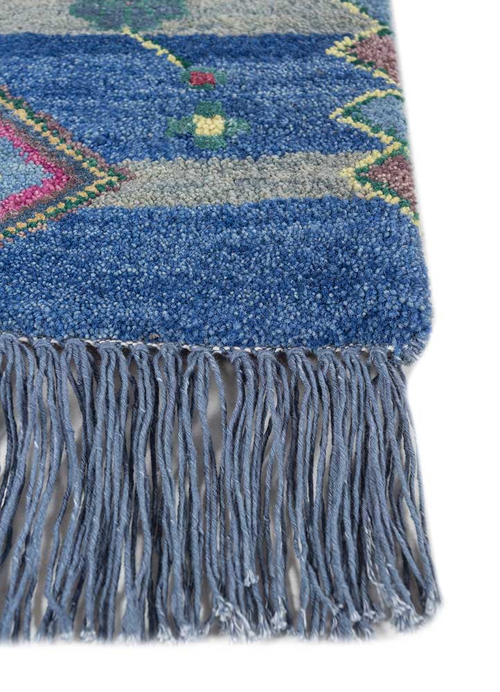 manchaha blue wool and bamboo silk Hand Knotted Rug - Corner