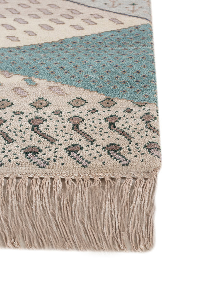 manchaha ivory wool and bamboo silk Hand Knotted Rug - Corner manchaha ivory wool and bamboo silk Hand Knotted Rug - Corner