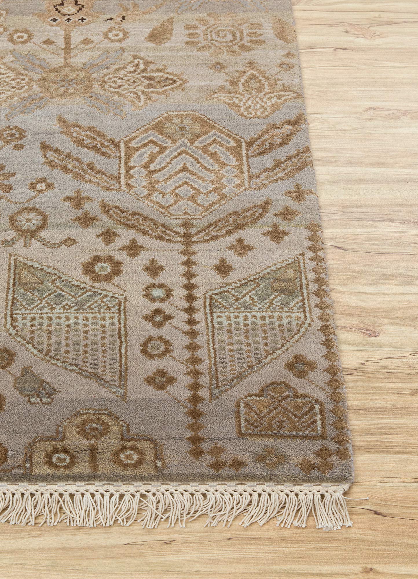 manchaha grey and black wool and bamboo silk Hand Knotted Rug - Corner