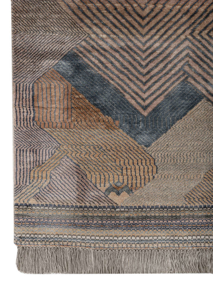 manchaha pink and purple wool and bamboo silk Hand Knotted Rug - Corner manchaha pink and purple wool and bamboo silk Hand Knotted Rug - Corner