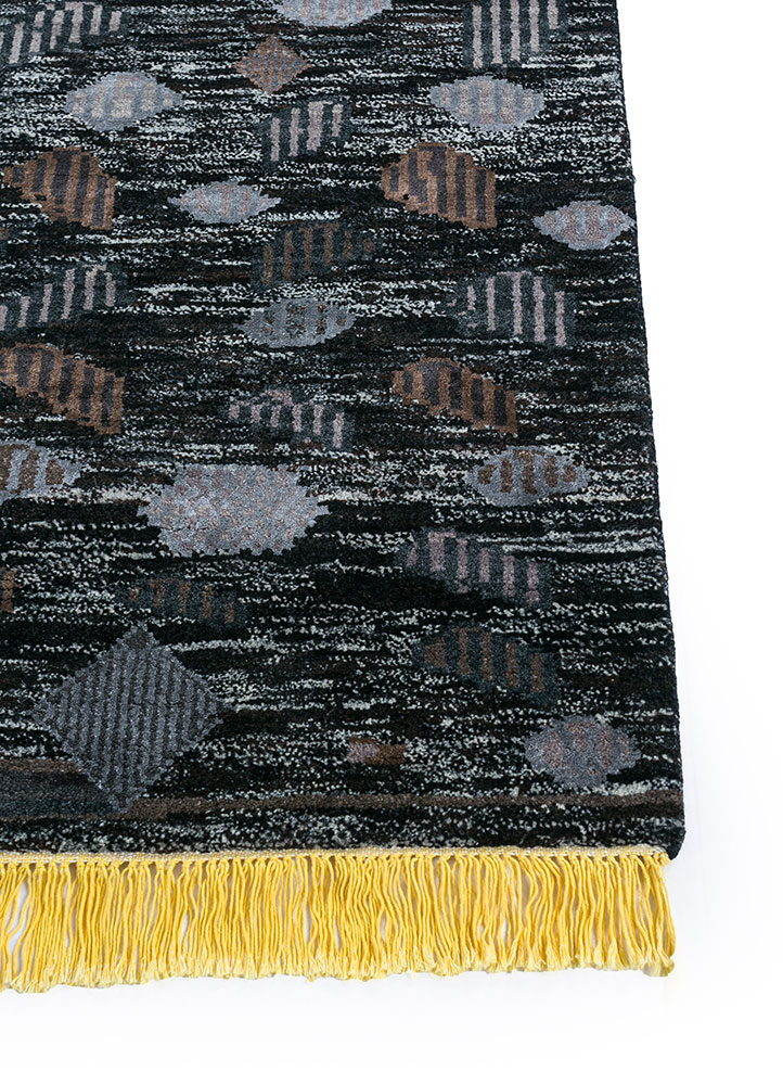 manchaha grey and black wool and bamboo silk Hand Knotted Rug - Corner manchaha grey and black wool and bamboo silk Hand Knotted Rug - Corner