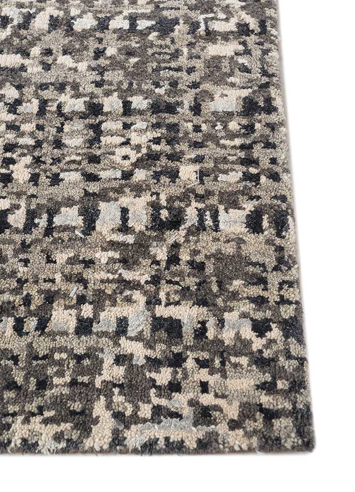 uvenuti grey and black wool and bamboo silk Hand Knotted Rug - Corner