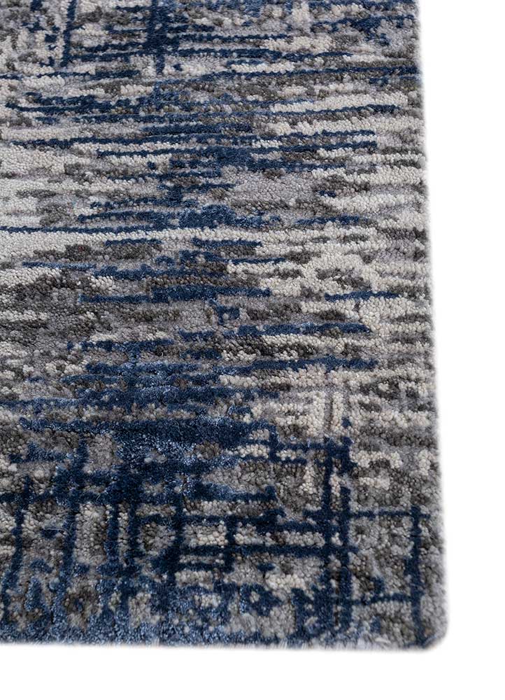 uvenuti grey and black wool and bamboo silk Hand Knotted Rug - Corner
