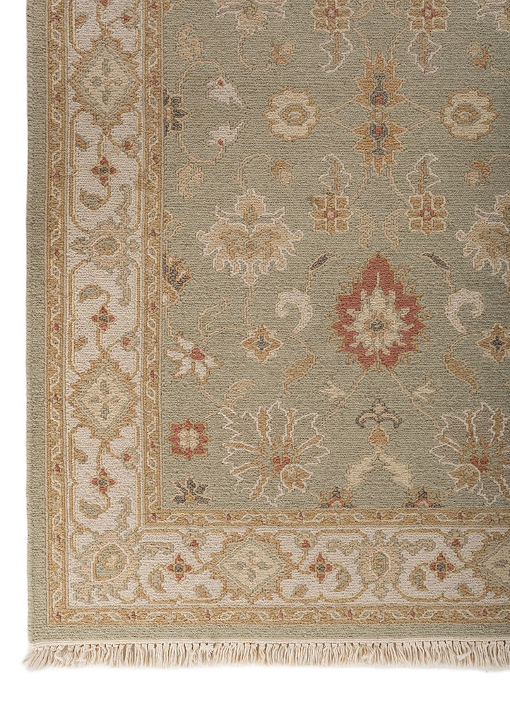 gulnar green wool Hand Knotted Rug - Corner gulnar green wool Hand Knotted Rug - Corner