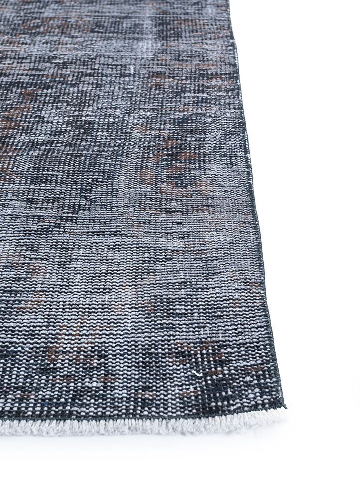 manifest grey and black wool Hand Knotted Rug - Corner