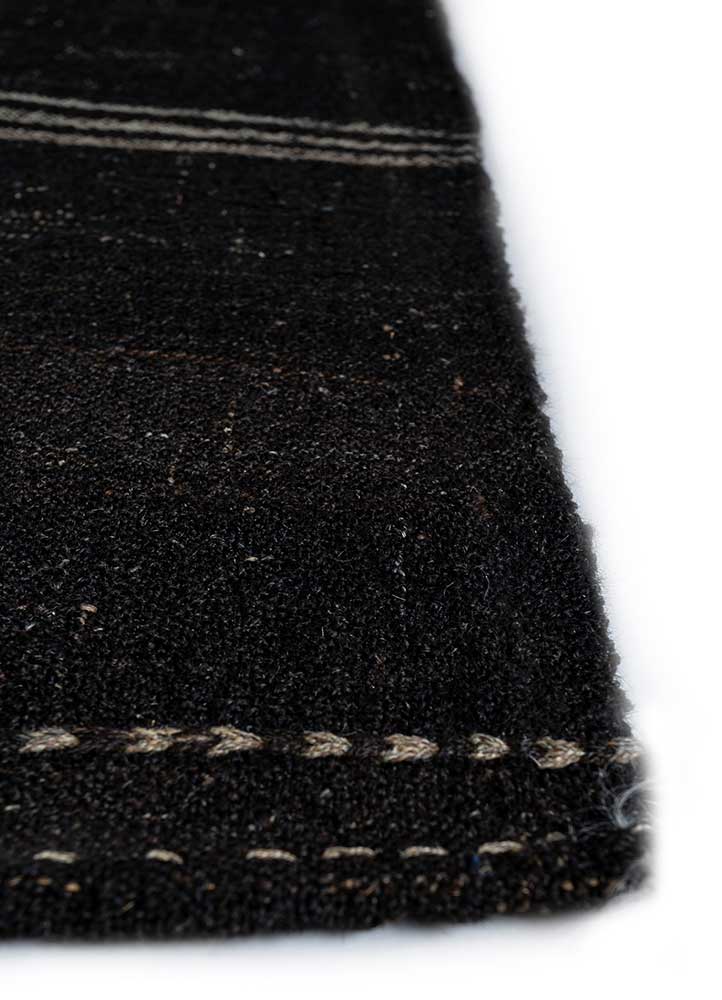 clan grey and black wool Hand Knotted Rug - Corner