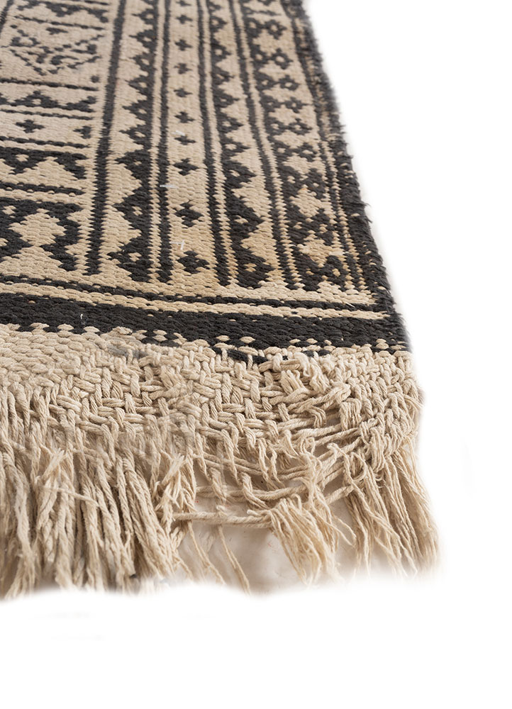 nayaab grey and black cotton Flat Weaves Rug - Corner