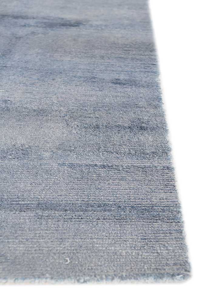 basis blue viscose Hand Loom Rug - Corner