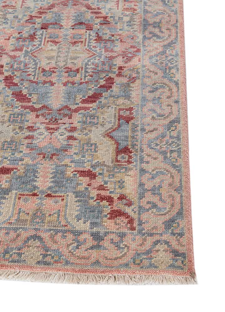 erbe pink and purple wool Hand Knotted Rug - Corner