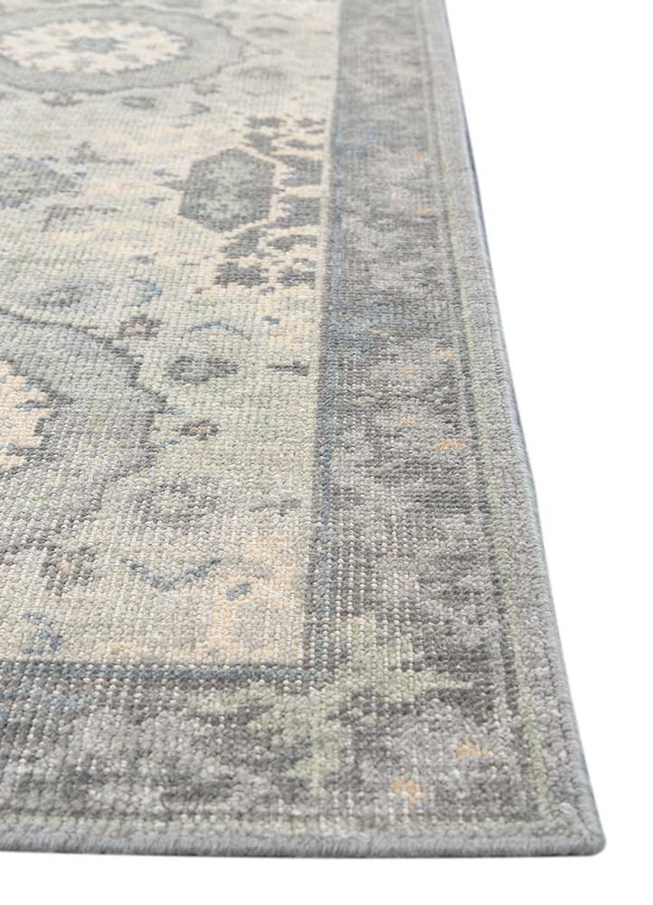 erbe blue wool Hand Knotted Rug - Corner