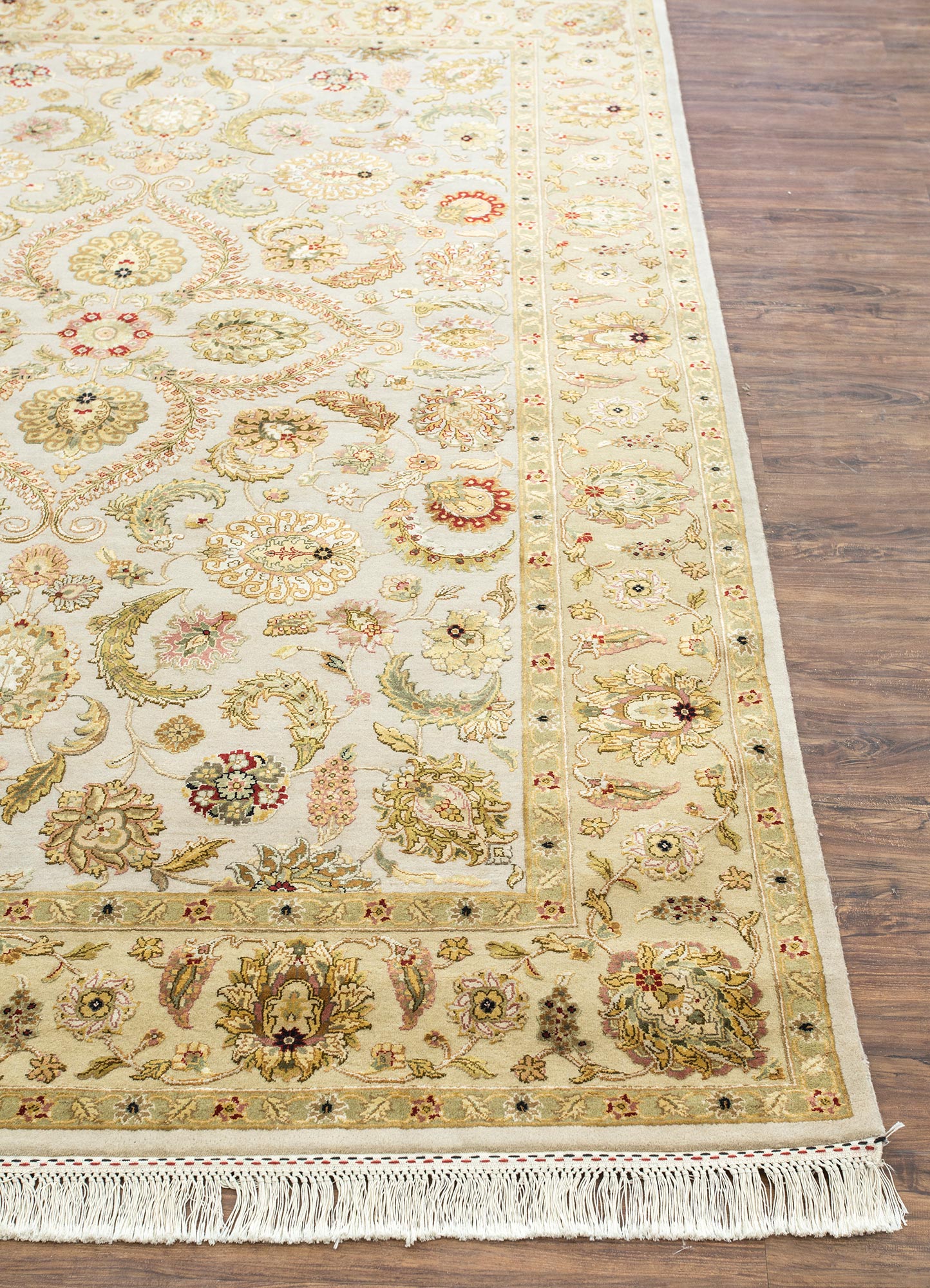 aurora gold wool and silk Hand Knotted Rug - Corner