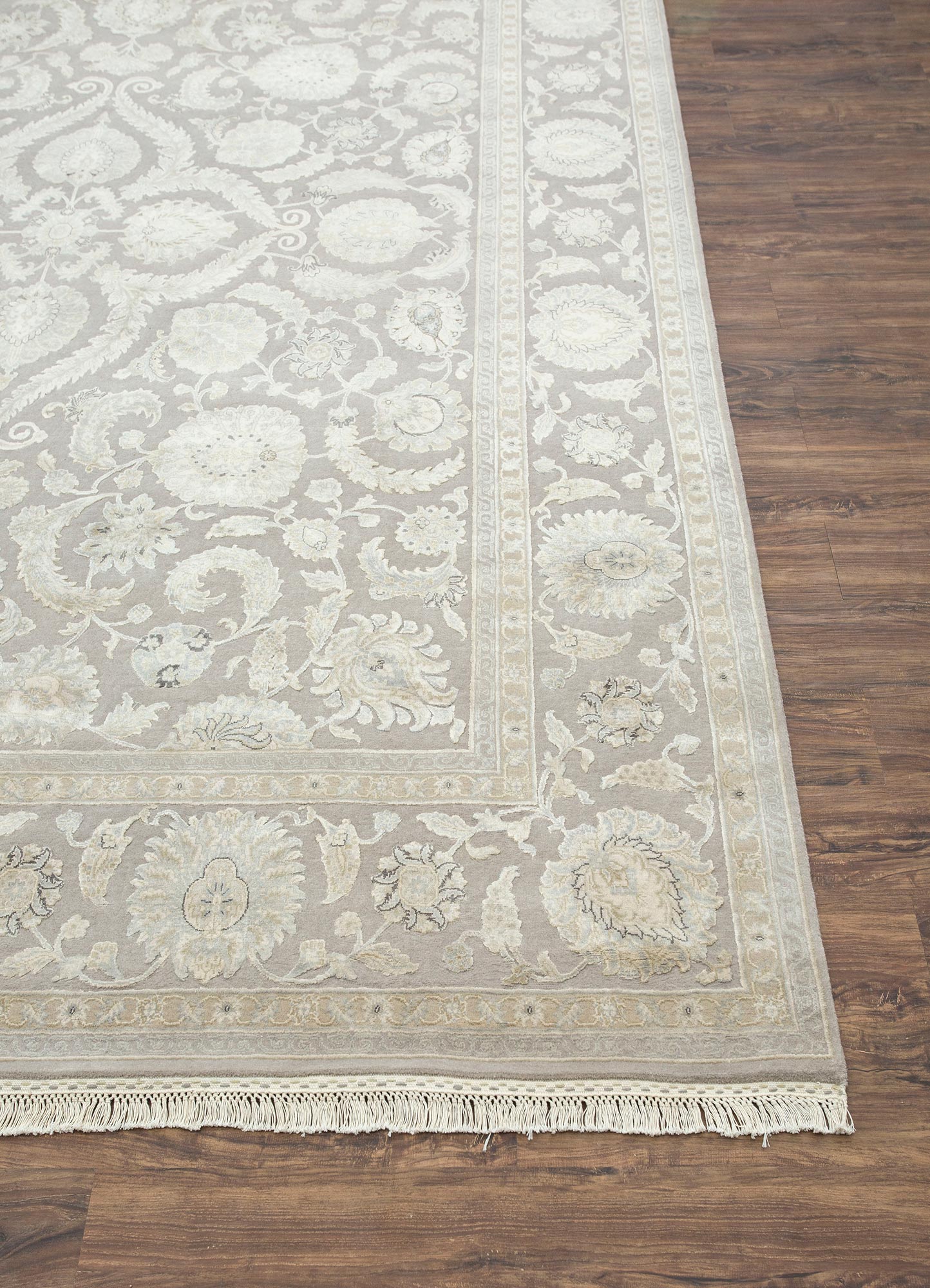 aurora grey and black wool and silk Hand Knotted Rug - Corner aurora grey and black wool and silk Hand Knotted Rug - Corner