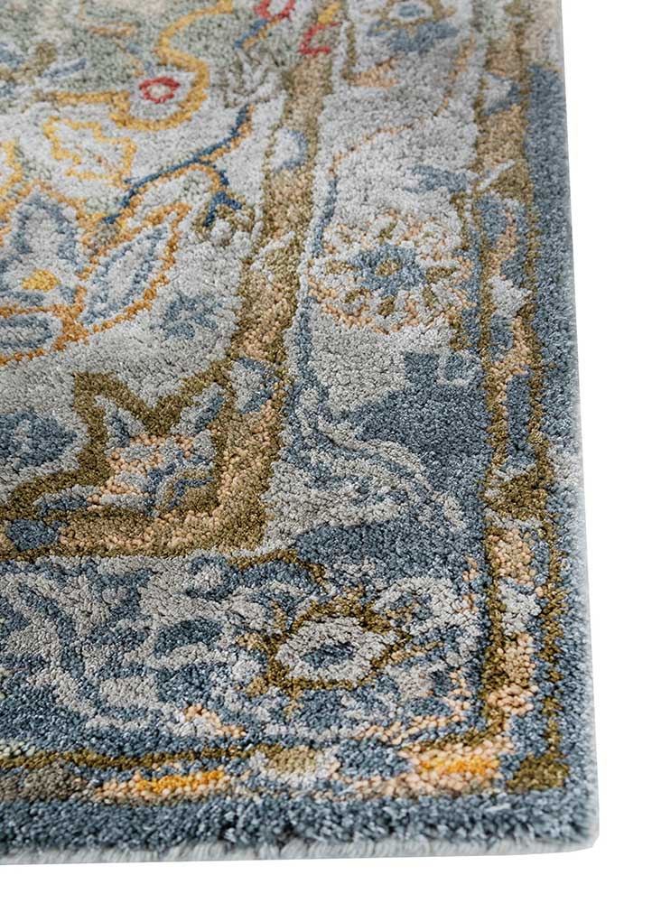 mythos grey and black wool and viscose Hand Tufted Rug - Corner