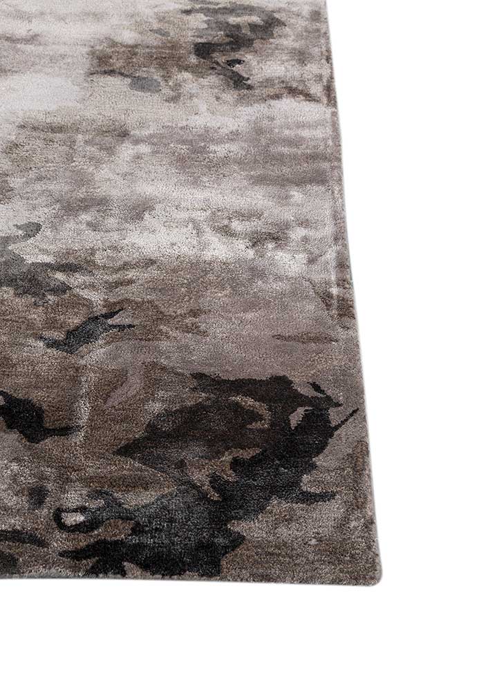 genesis grey and black viscose Hand Tufted Rug - Corner