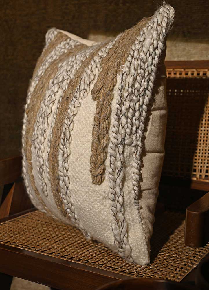 cushion ivory wool Cushion Cover Rug - Corner