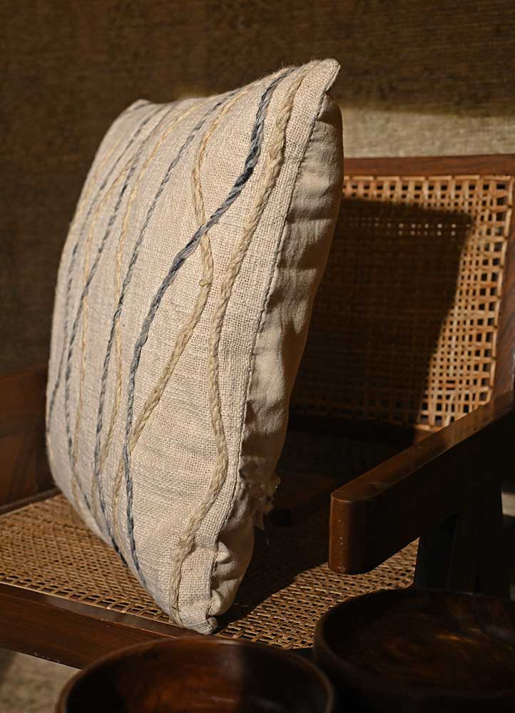 cushion ivory wool Cushion Cover Rug - Corner