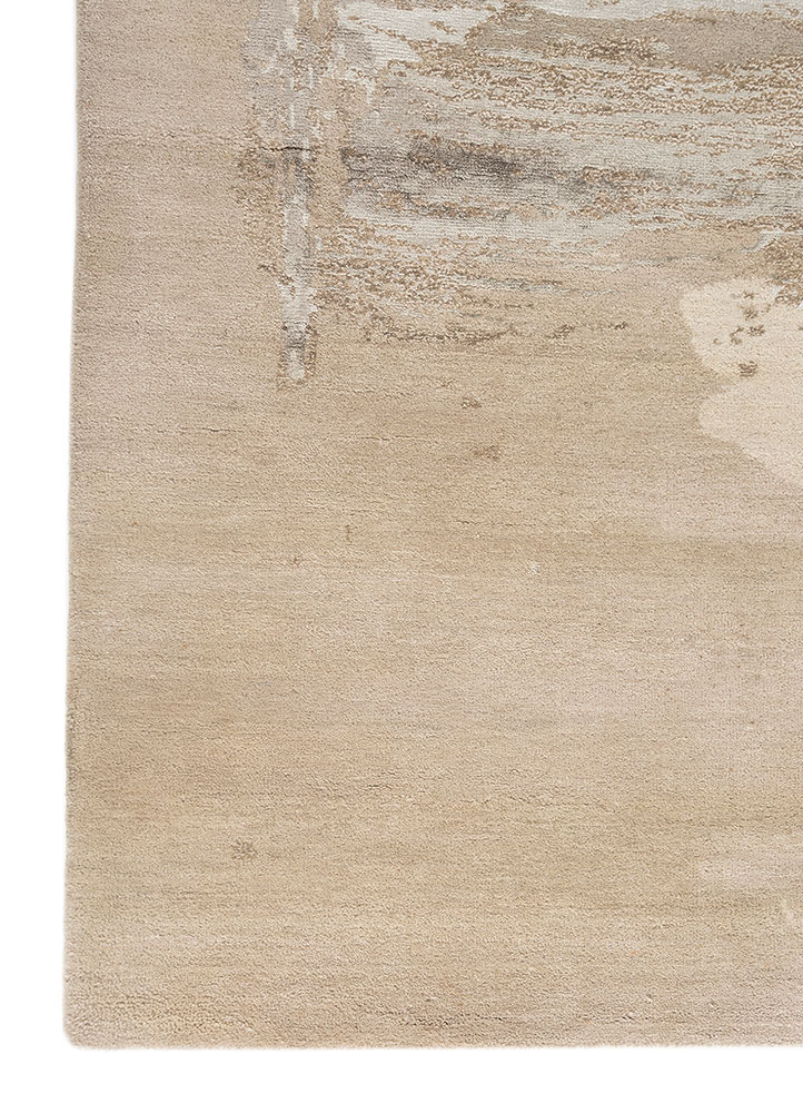 aprezo ivory wool and bamboo silk Hand Knotted Rug - Corner