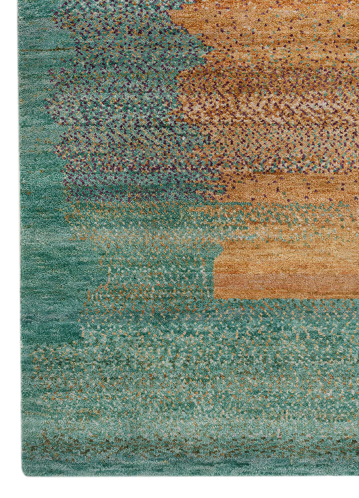 aprezo green wool Hand Knotted Rug - Corner aprezo green wool Hand Knotted Rug - Corner